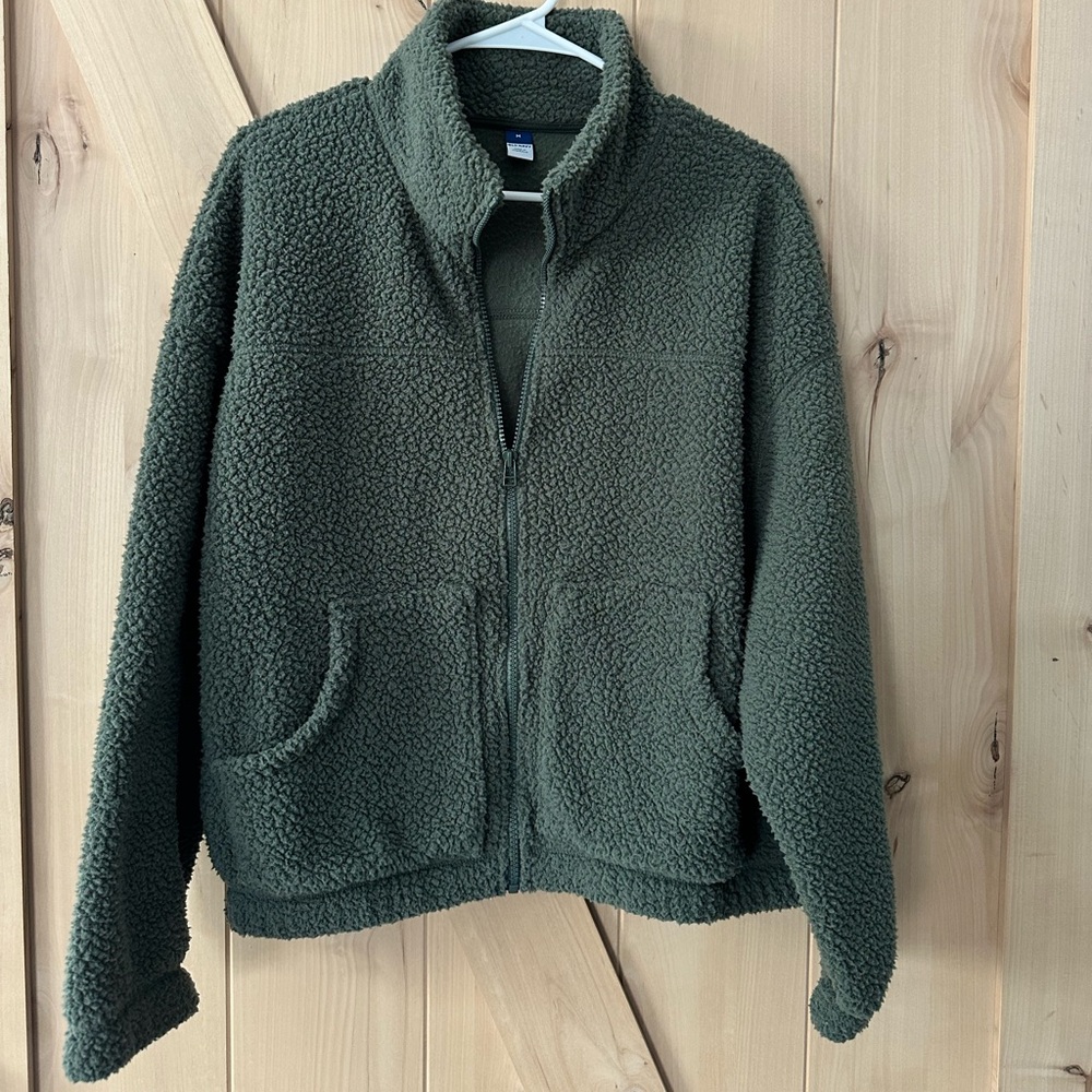 Old navy green Sherpa zippered jacket